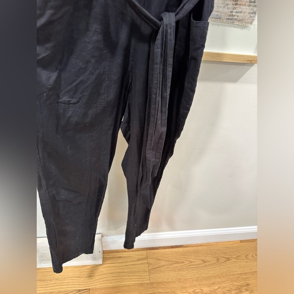 Apiece Apart Black Ruffle Jumpsuit Eyelet Size 0 Belted Pockets Minimalist Boho - Picture 5 of 10